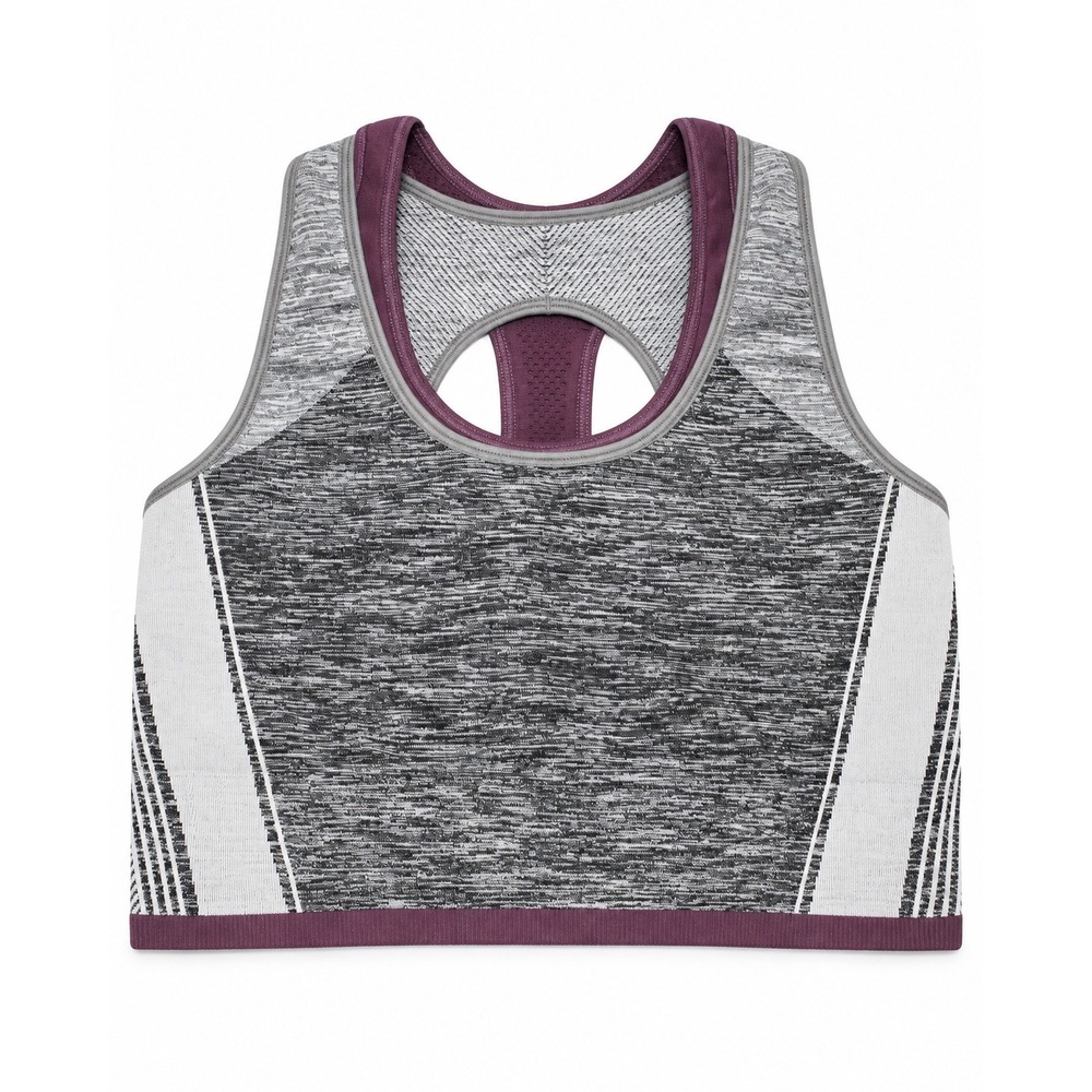 Athleta Womens Space Dye Seamless Racerback Sports Bra Grey Purple Size M